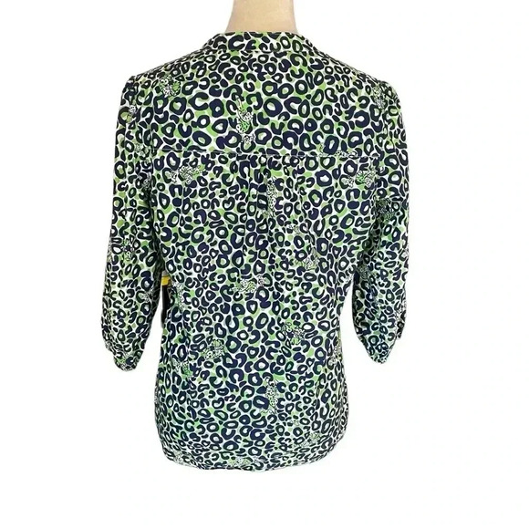 Lilly Pulitzer Thrill of the Chase Animal Cheetah Prt Blue Green Cotton Top Sz M - Picture 4 of 9
